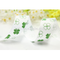 lucky clover custom printed satin ribbon wholesale